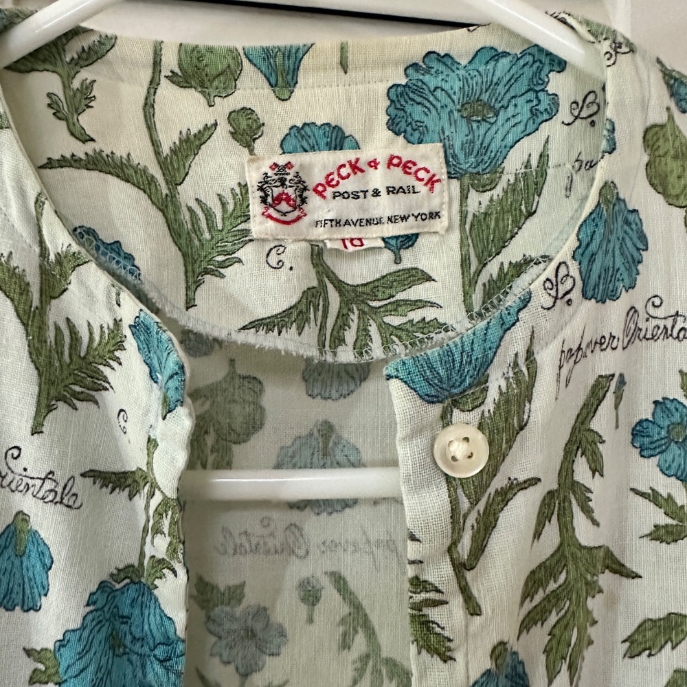 Vintage Peck & Peck Button Up Collarless Blouse Botanical Print Small - Picture 7 of 13